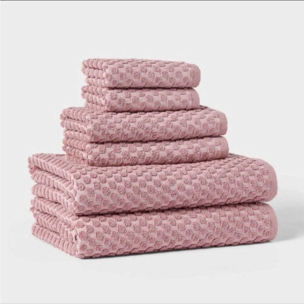 NEW Threshold NWT 6pc Mauve Pink Towel Set